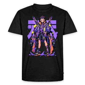 Shibuya: Cool Anime Boy avec épée japonaise - T-shirt Premium bio Homme - noir - Devant - Nico (187cm)