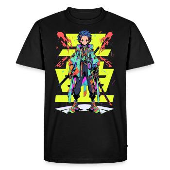 Shibuya: Cool Anime Boy avec épée japonaise - T-shirt Premium bio Homme - noir - Devant - Nico (187cm)