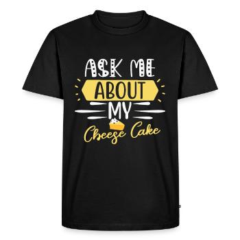 Heavenly delicious: Posez-moi des questions sur mon gâteau au fromage - T-shirt Premium bio Homme - noir - Devant - Nico (187cm)