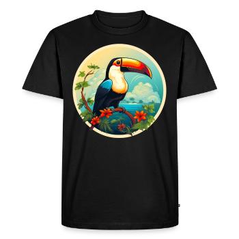 Toucan sur la plage - T-shirt Premium bio Homme - noir - Devant - Nico (187cm)