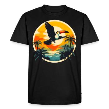 Toucan au coucher du soleil - T-shirt Premium bio Homme - noir - Devant - Nico (187cm)