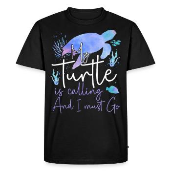 Sea Turtle Tortoise Watercolor My - Men's Premium Organic T-Shirt - black - Front - Nico (187cm)