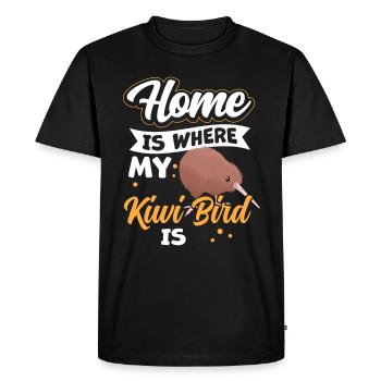 L’oiseau kiwi est ma maison Nouvelle-Zélande - T-shirt Premium bio Homme - noir - Devant - Nico (187cm)