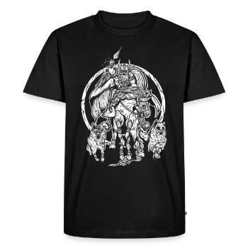Odin on Sleipnir - Viking Warrior Design - Men's Premium Organic T-Shirt - black - Front - Nico (187cm)