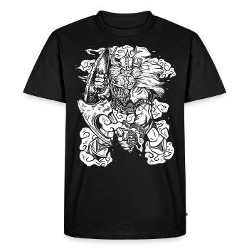 Norse Viking Warrior - Axe & Beard - Men's Premium Organic T-Shirt - black - Front - Nico (187cm)