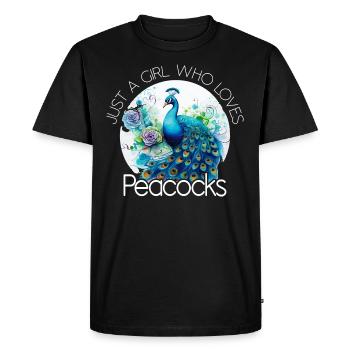 Peacock Flowers Peacock Feather Exotic Colorful Colorful - Men's Premium Organic T-Shirt - black - Front - Nico (187cm)