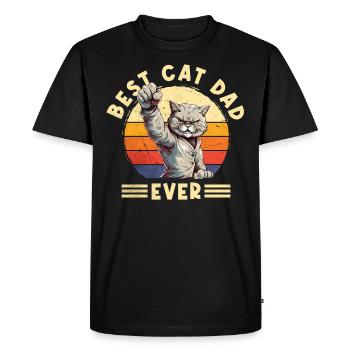 Cat Best Cat Dad Ever Cat Daddy Drôle de dicton - T-shirt Premium bio Homme - noir - Devant - Nico (187cm)
