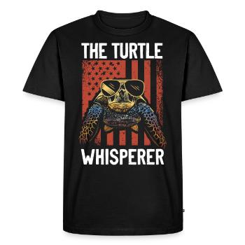 Sea Turtle Tortoise American Flag - Men's Premium Organic T-Shirt - black - Front - Nico (187cm)