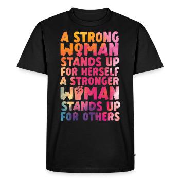 Aquarelle féministe Une femme forte - T-shirt Premium bio Homme - noir - Devant - Nico (187cm)