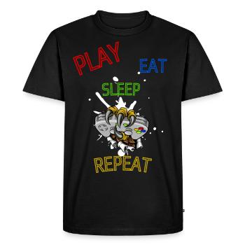 JOUER MANGER DORMIR RÉPÉTER - T-shirt Premium bio Homme - noir - Devant - Nico (187cm)