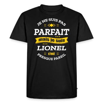 LIONEL PARFAIT - PRENOM LIONEL - T-shirt Premium bio Homme - noir - Devant - Nico (187cm)