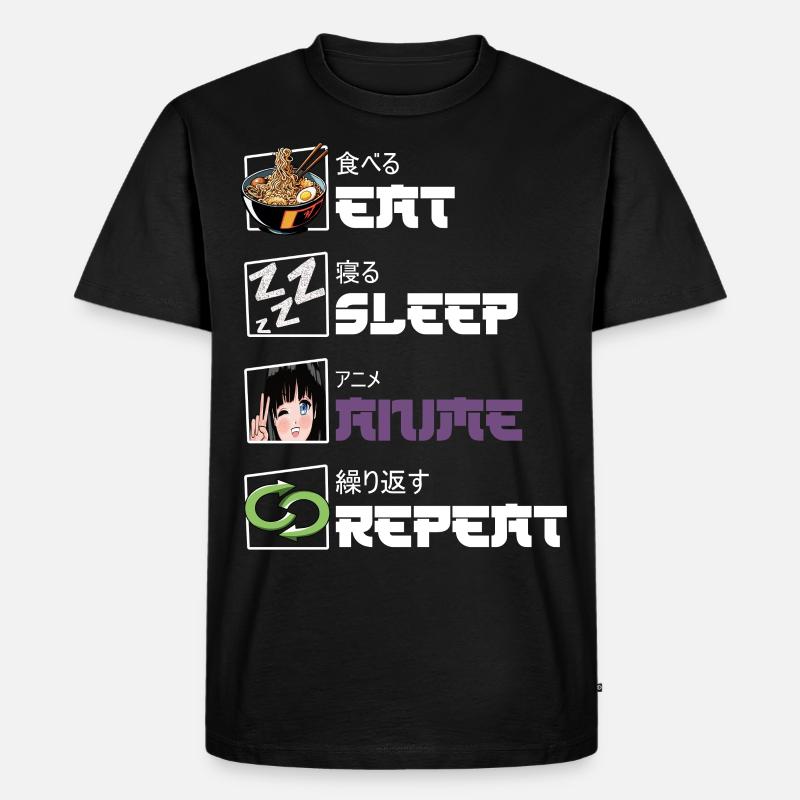 Eat Sleep Anime Repeat - Männer Premium Bio T-Shirt - Schwarz