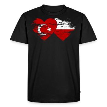 Turkey Poland Flag - Men's Premium Organic T-Shirt - black - Front - Nico (187cm)