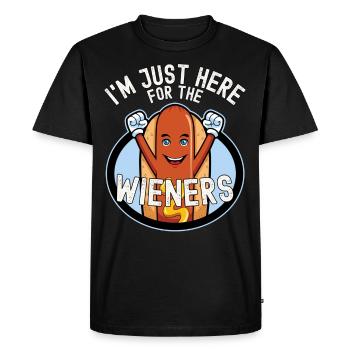 Je ne suis là que pour la saucisse. - T-shirt Premium bio Homme - noir - Devant - Nico (187cm)