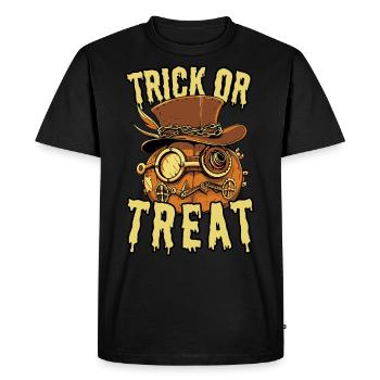 Trick or Treat: Cool Steampunk Halloween Pumpkin - Men's Premium Organic T-Shirt - black - Front - Nico (187cm)