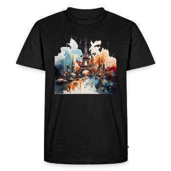 Fascinating abstract painting of the Eiffel Tower - Men's Premium Organic T-Shirt - black - Front - Nico (187cm)
