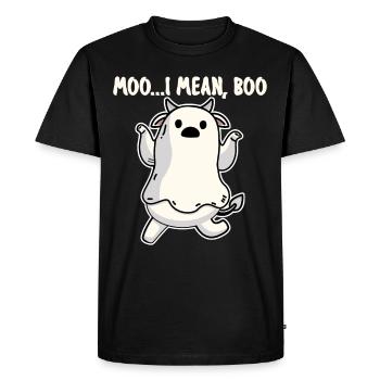 Meugler... I Mean Boo: Costume fantôme d’Halloween de vache mignonne - T-shirt Premium bio Homme - noir - Devant - Nico (187cm)