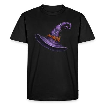 Purple witch hat magical Halloween accessory - Men's Premium Organic T-Shirt - black - Front - Nico (187cm)