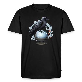 Corbeau d’Halloween mystique et magique sur balle - T-shirt Premium bio Homme - noir - Devant - Nico (187cm)