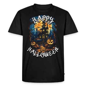 Happy Halloween with spooky pumpkin design - Men's Premium Organic T-Shirt - black - Front - Nico (187cm)