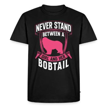 Fille avec Bobtail Old English Shepherd Dog - T-shirt Premium bio Homme - noir - Devant - Nico (187cm)