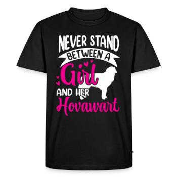 Fille et son chien fermier Hovawart Derber - T-shirt Premium bio Homme - noir - Devant - Nico (187cm)