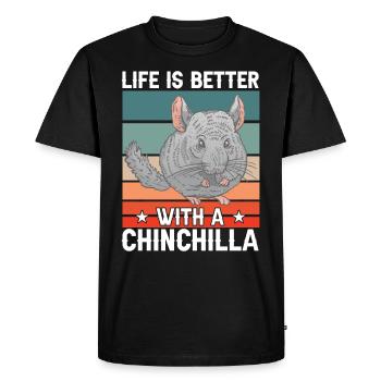 La vie avec la souris laineuse rongeur chinchilla - T-shirt Premium bio Homme - noir - Devant - Nico (187cm)