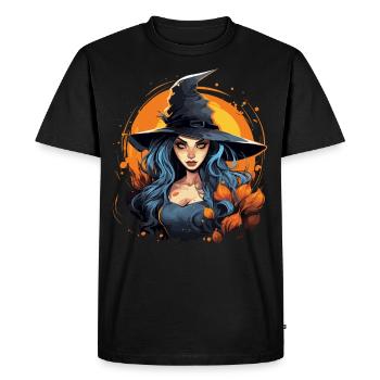 Halloween Sorcière mystique à la lueur de la pleine lune - T-shirt Premium bio Homme - noir - Devant - Nico (187cm)