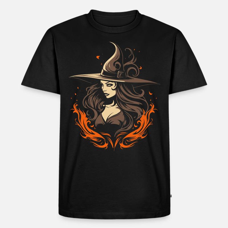 Splendeur magique de la sorcière: Feu de sorcière moderne élégant - T-shirt Premium bio Homme - noir