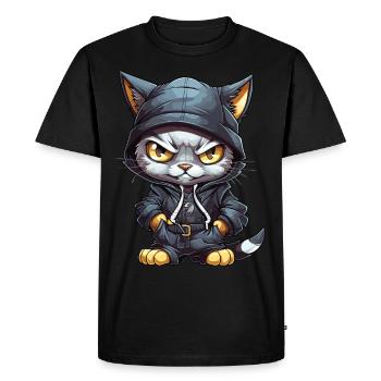 Cat Hip Hop Rap Rapper DJ Ghetto Crew Gangster - T-shirt Premium bio Homme - noir - Devant - Nico (187cm)