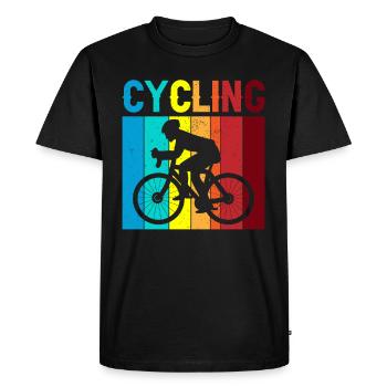 Sporty retro biker: "Cycling" for cyclists - Men's Premium Organic T-Shirt - black - Front - Nico (187cm)