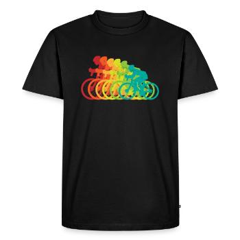 Passion du vélo sportif aux couleurs rétro VTT - T-shirt Premium bio Homme - noir - Devant - Nico (187cm)