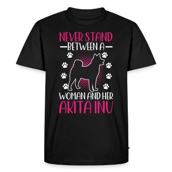 Femme et son Akita Inu japonais Akita Inu - T-shirt Premium bio Homme - noir - Devant - Nico (187cm)