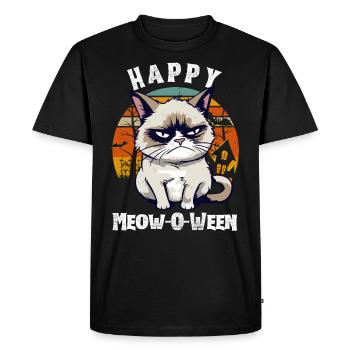 Joyeux Halloween mignon et effrayant avec un chat agacé - T-shirt Premium bio Homme - noir - Devant - Nico (187cm)