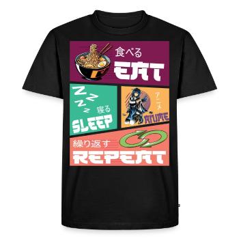 Manger Sommeil Anime Répéter - T-shirt Premium bio Homme - noir - Devant - Nico (187cm)