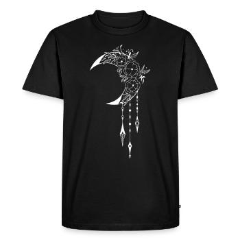 Conception mystique Wiccan avec croissant de lune et fleurs - T-shirt Premium bio Homme - noir - Devant - Nico (187cm)