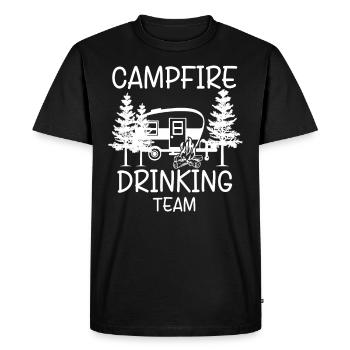 Camping adventure: campfire and drinking in the woods - Men's Premium Organic T-Shirt - black - Front - Nico (187cm)
