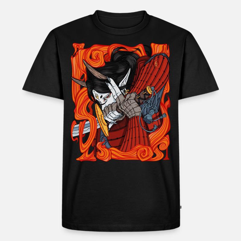 Samurai-Dämonenkrieger - Männer Premium Bio T-Shirt - Schwarz