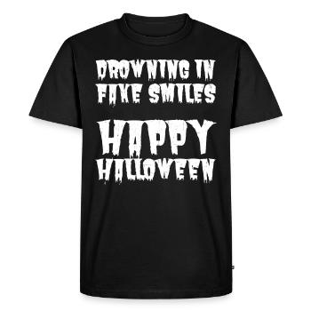 Se noyer dans de faux sourires : Halloween sarcastique - T-shirt Premium bio Homme - noir - Devant - Nico (187cm)