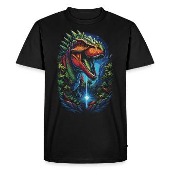 T-Rex Dino in Green Paradise Fantasy Art - Men's Premium Organic T-Shirt - black - Front - Nico (187cm)