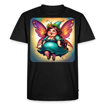 Mignonne grosse fée avec des ailes - T-shirt Premium bio Homme - noir - Devant - Nico (187cm)
