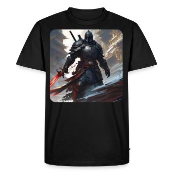 Dark Fantasy Warrior avec Heavy - T-shirt Premium bio Homme - noir - Devant - Nico (187cm)