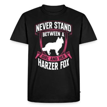 Girl and her Harz Fox Old German Herding Dog - Men's Premium Organic T-Shirt - black - Front - Nico (187cm)