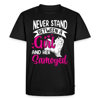 Girl and her Samoyed Samoyed Spitz - Men's Premium Organic T-Shirt - black - Front - Nico (187cm)
