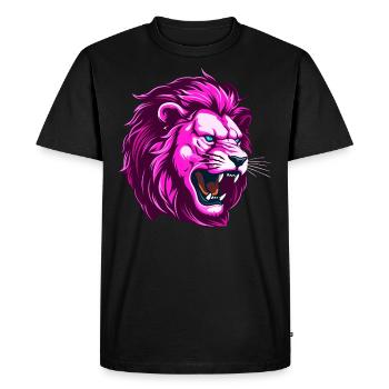 Pink Lion Head - Men's Premium Organic T-Shirt - black - Front - Nico (187cm)