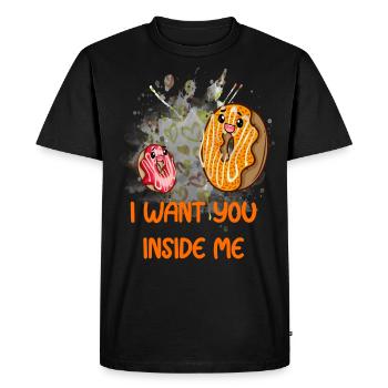 "I Want You Inside Me" - Cute Donut Design - Men's Premium Organic T-Shirt - black - Front - Nico (187cm)
