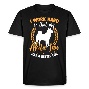 Travailler pour mon Akita Inu japonais Akita - T-shirt Premium bio Homme - noir - Devant - Nico (187cm)