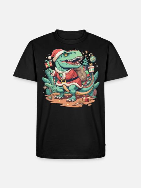 Dinosaur Trex Christmas - Men's Premium Organic T-Shirt - black