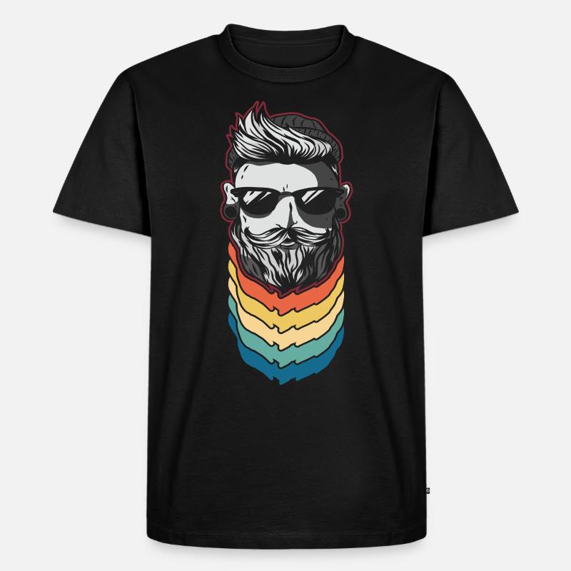 Beard Lover Bearded Man Retro - Männer Premium Bio T-Shirt - Schwarz