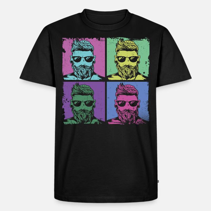 Beard Lover Bearded Man Retro - Männer Premium Bio T-Shirt - Schwarz